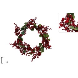 Dietro Porta Tondo con bacche e Foglie Ø 46 cm