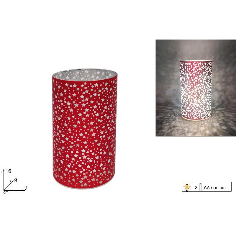 Lampada Vetro Decoro Stelle Rosse, Luce a batteria