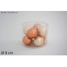 Set 8 palle vetro 8 cm perla/rame