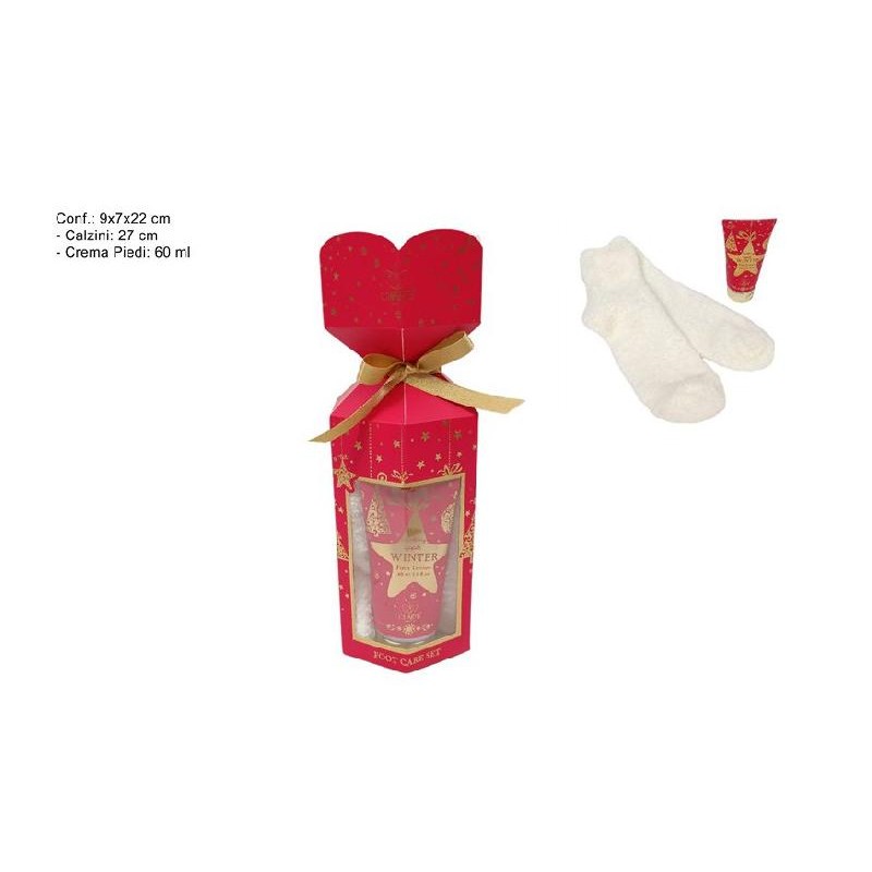 Confezione Regalo Natalizia Rossa Crema Piedi 60 ml con Calzini