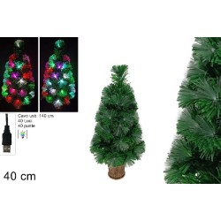 Albero Fibra Ottica 40 cm con 40 Punte a LED