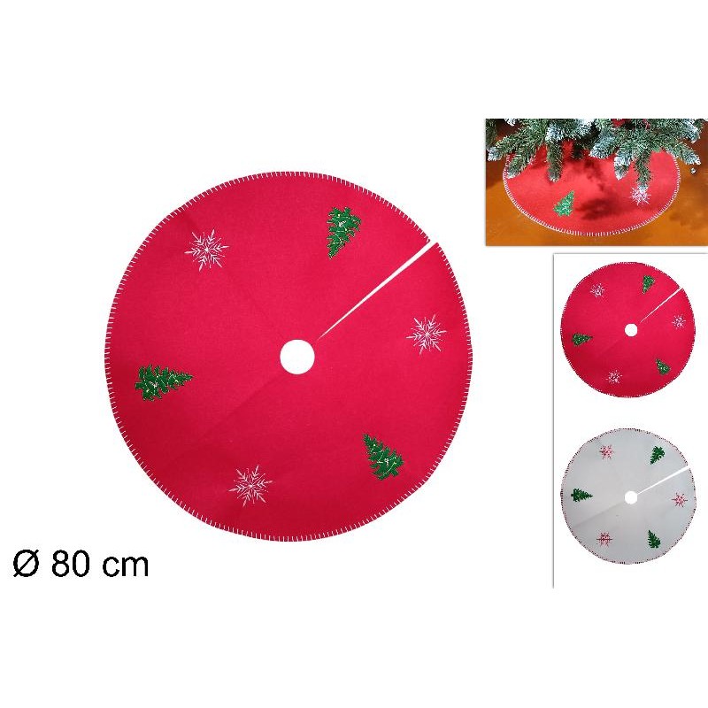 Sotto Albero 80 cm Feltro con Decoro, colori assortiti, 1 pezzo