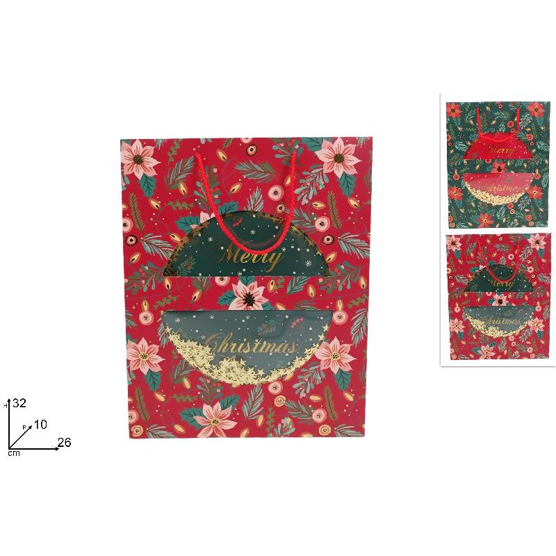 Busta Regalo Natalizia Stelline 33x26x10, modelli assortiti, 1 pezzo