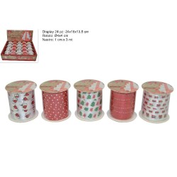Nastrino Tessuto 1 cm x 3 mt, decori assortiti, 1 pezzo