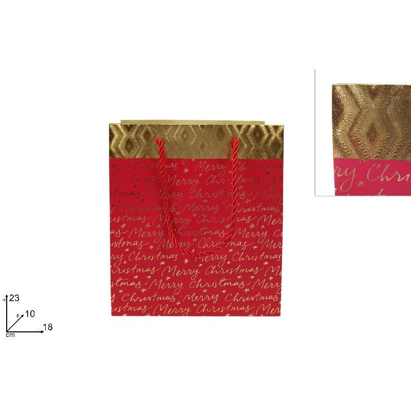 Busta Natale Rossa 18x23x10 cm Fascia Oro