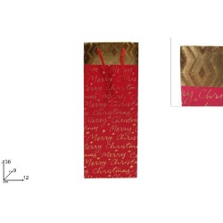 Busta Regalo Natale Rossa 12x36x9 cm Fascia Oro
