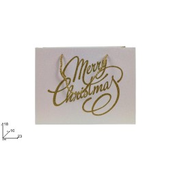 Busta Regalo Orizzontale Bianca Scritta MERRY CHRISTMAS 23x18 cm