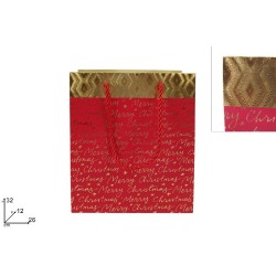 Busta Regalo Natale Rossa 26x32x12 cm Fascia Oro