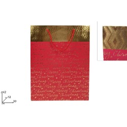 Busta Regalo Natale Rossa 30x42x12 cm Fascia Oro