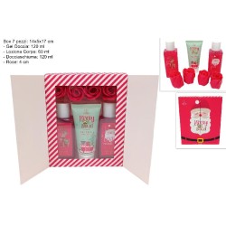 Confezione Regalo Babbo Natale Rosso Set da Bagno 3 Pezzi con Rose