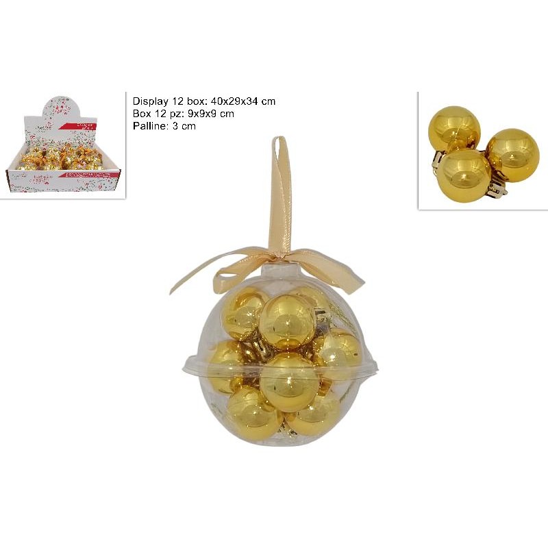 Set 12 pezzi Palle Oro Lucide Ø 3 cm