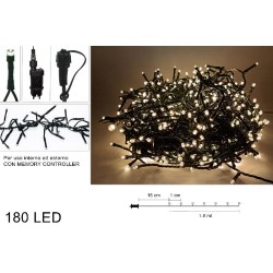 Minilucciole 1,8 mt 180 LED Bianco Caldo, cavo verde