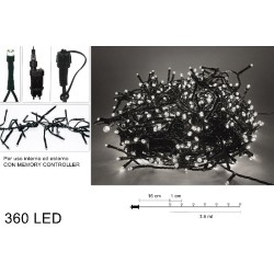 Minilucciole 3,6 mt 360 LED Bianco Freddo, cavo verde
