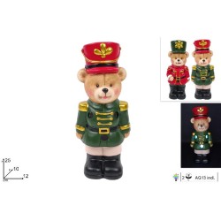 Orso Soldato 25 cm Ceramica con Luce, modelli assortiti, 1 pezzo