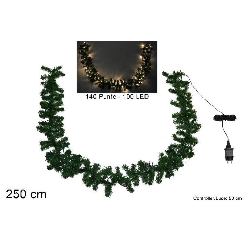 Ghirlanda 250 cm 100 LED Luce Calda