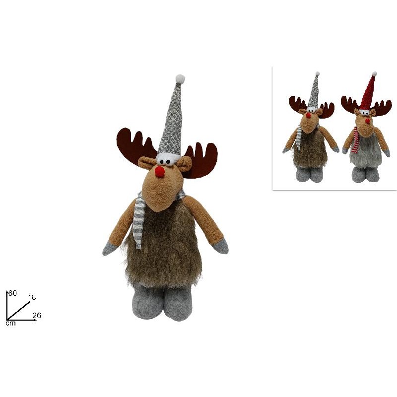 Renna con Pelliccia 60 cm, modelli assortiti, 1 pezzo