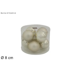 Set 8 Palle Vetro Ø 8 cm Beige Satinate