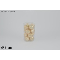 Set 16 Palle Vetro Ø 6 cm Beige Perlate