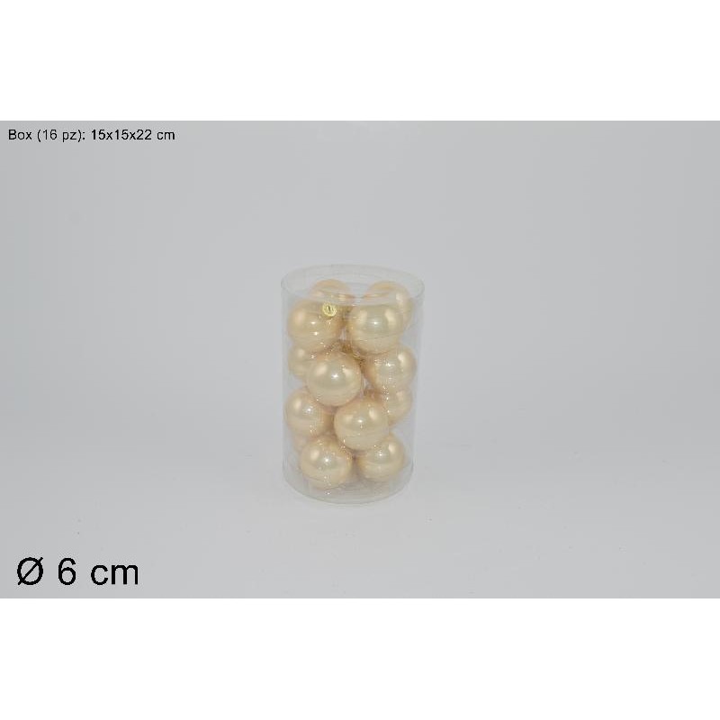 Set 16 Palle Vetro Ø 6 cm Beige Perlate