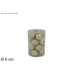 Set 16 Palle Vetro Lucide Opache Ø 6 cm Beige