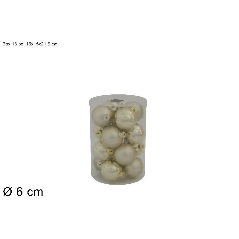 Set 16 Palle Vetro Lucide Opache Ø 6 cm Beige