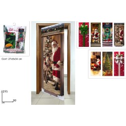 Copri Porta Elasticizzato Natalizio 90x215 cm Babbo Natale e Renna per Porta da Interno o Esterno, modelli assortiti, 1 pezzo