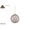 Palla Vetro Ø 8 cm Trasparente Rombi Glitterati Multicolor