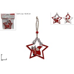 Appendino Stella Legno con Gnomo 2 pezzi, modelli assortiti