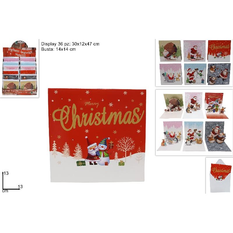 Biglietto Auguri Natalizio 3D con Busta, modelli assortiti, 1 pezzo