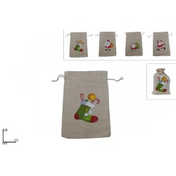 Sacchetto Juta Natalizio 29x19 cm, modelli assortiti, 1 pezzo