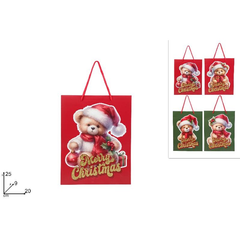 Busta Orsetto Natalizio 25x20x9 cm, modelli assortiti, 1 pezzo