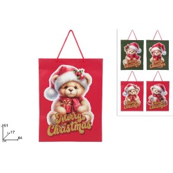 Busta Regalo Orsetto Natalizio 61x44x17 cm, modelli assortiti, 1 pezzo