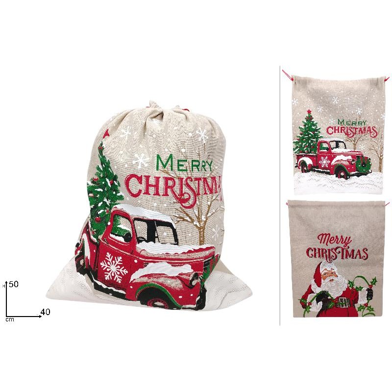 Sacco Juta Natalizio 50x40 cm, modelli assortiti, 1 pezzo
