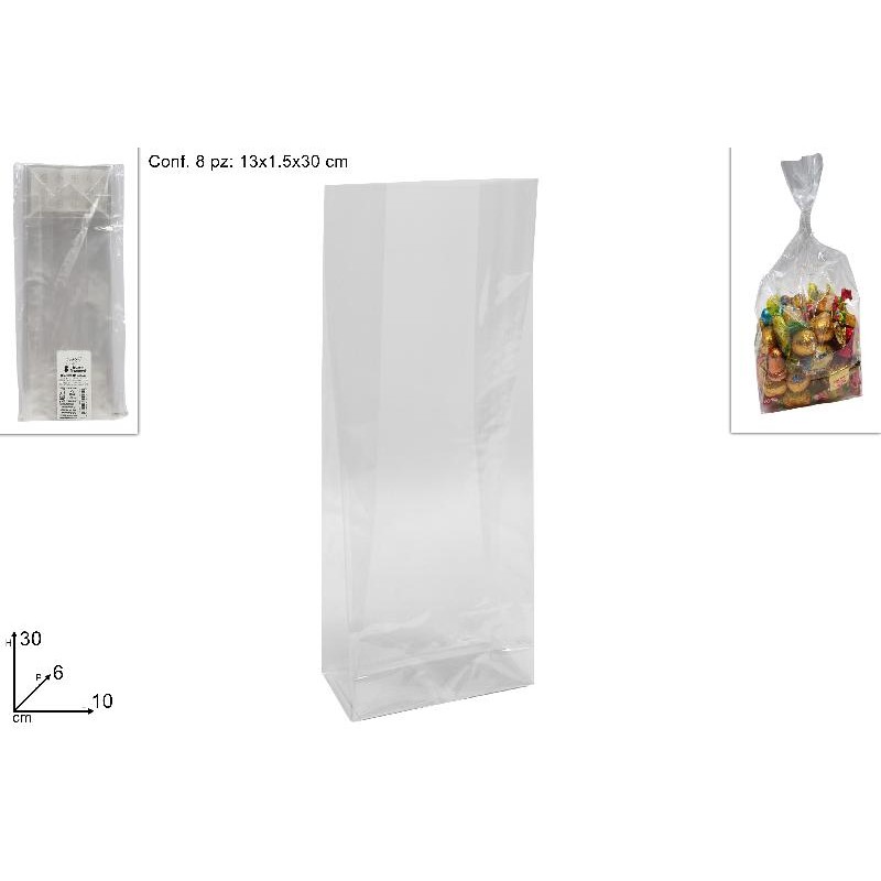 Sacchetti 30x10x6 cm, Set da 8 Pezzi con Fondo