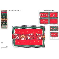 Tovagliette 45x30 cm Set 4 Pezzi Rosso-Verde, modelli assortiti