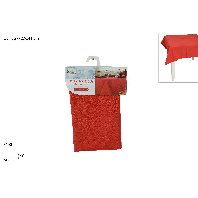 Tovaglia Rossa Effetto Lino 240x150 cm