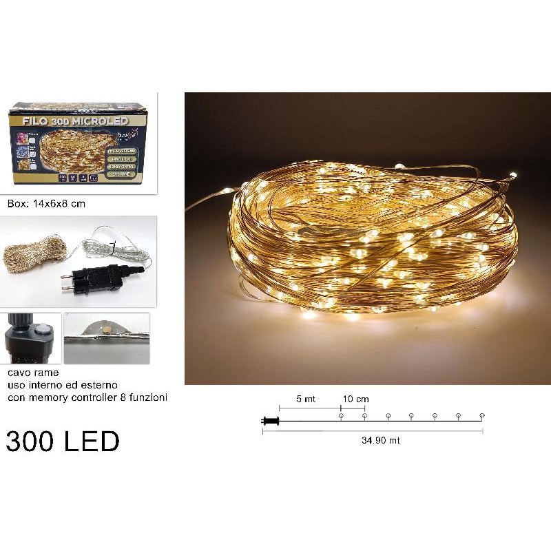 Filo 300 Micro LED Cavo Rame con Trasformatore