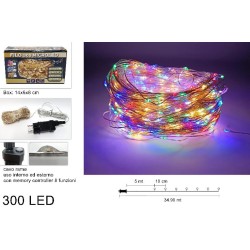 Filo 300 Micro LED Cavo Rame Multicolor con Trasformatore
