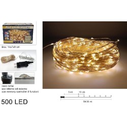 Filo 500 Micro LED Cavo Rame Bianco Caldo con Trasformatore