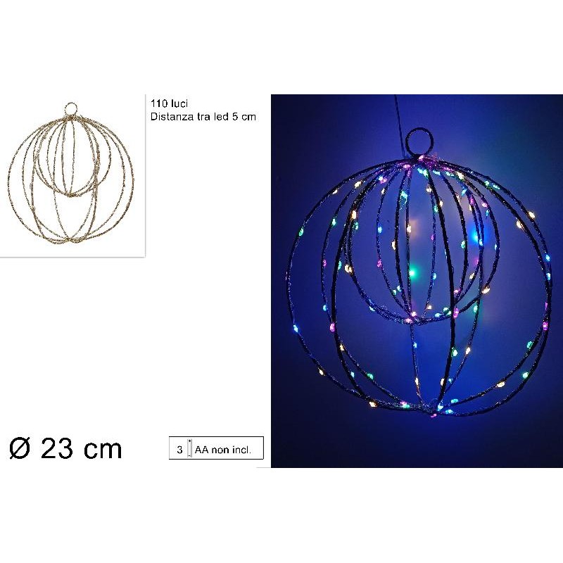 Appendino Doppia Palla Ø 23 cm, 110 LED Multicolor