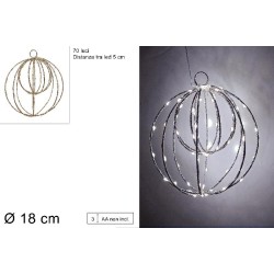 Appendino Doppia Palla Ø 18 cm, 70 LED Bianco Caldo