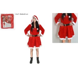 Costume di Natale Donna in Velluto Rosso stile Babbo Natale