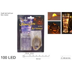 Filo 100 Micro LED Bianco Caldo a Batteria (uso interno)