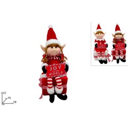 Elfo Natalizio Seduto 42 cm con lavagnetta, modelli assortiti, 1 pezzo