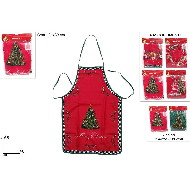 Grembiule 48x68 cm Rosso-Verde con Decori, modelli assortiti, 1 pezzo