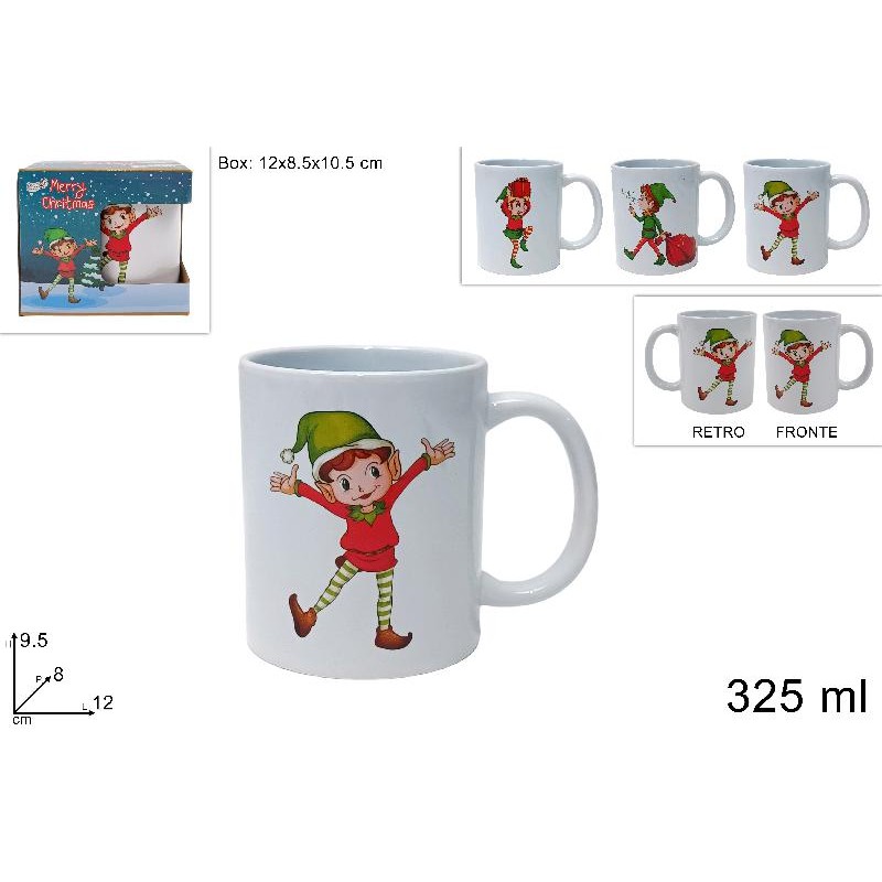 Tazzone Mug 325 ml con Decoro Elfo, modelli assortiti, 1 pezzo