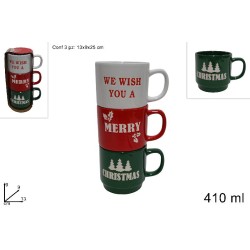 Tazzoni Natalizi da 410 ml, Set da 3 Pezzi