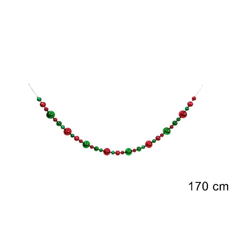 Ghirlanda Palline 170 cm Rosso-Verde