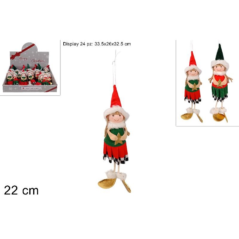Appendino Bambolina 22 cm Decoro Scacchi, modelli assortiti, 1 pezzo