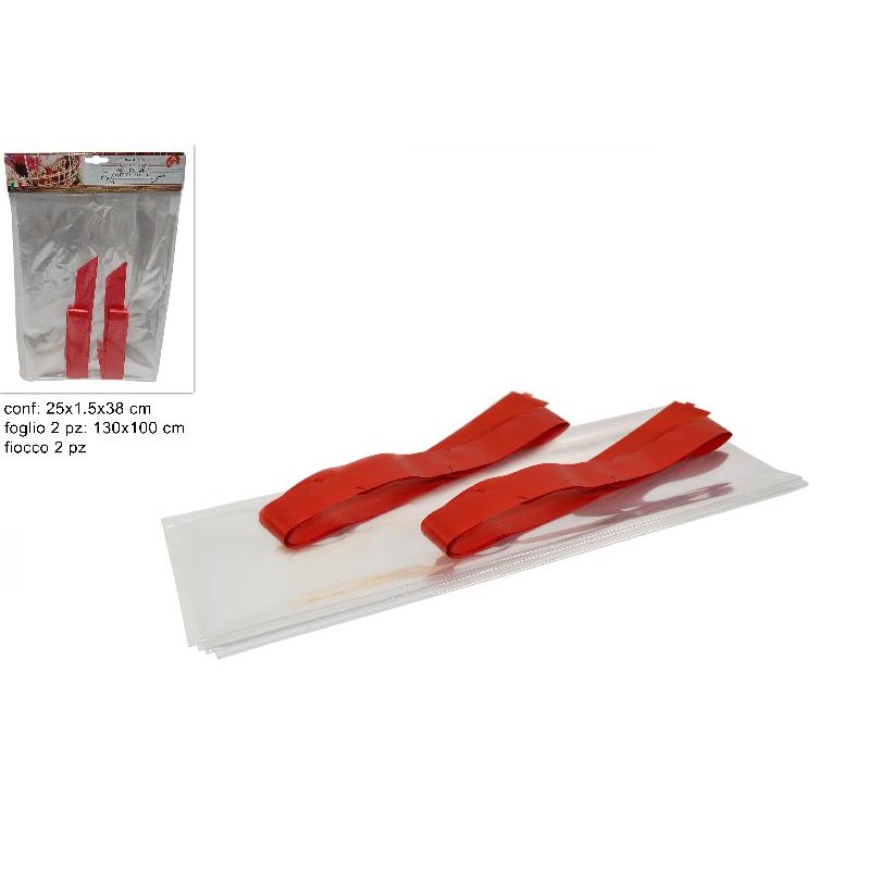 Fogli Trasparenti Set 2 Pezzi, 2 Fiocchi Rossi
